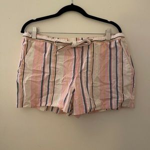 LOFT Striped Tie Waist Shorts Size Medium